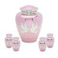 Urnsdirect2U Loving Doves Adult Urn with 4 Tokens, Pink 7723T4